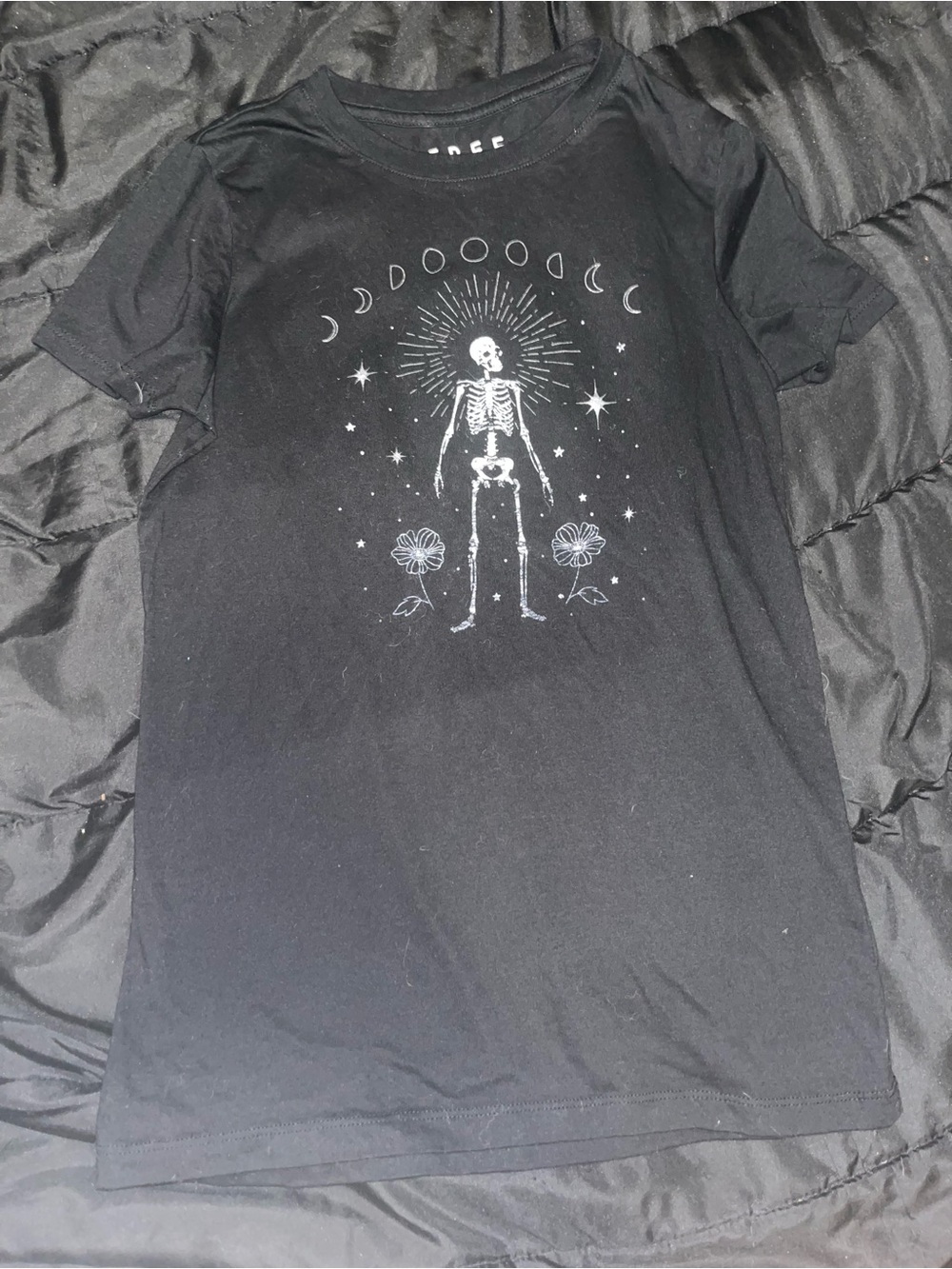 Free State Black Graphic Skeleton Short Sleeve Tee juniors medium